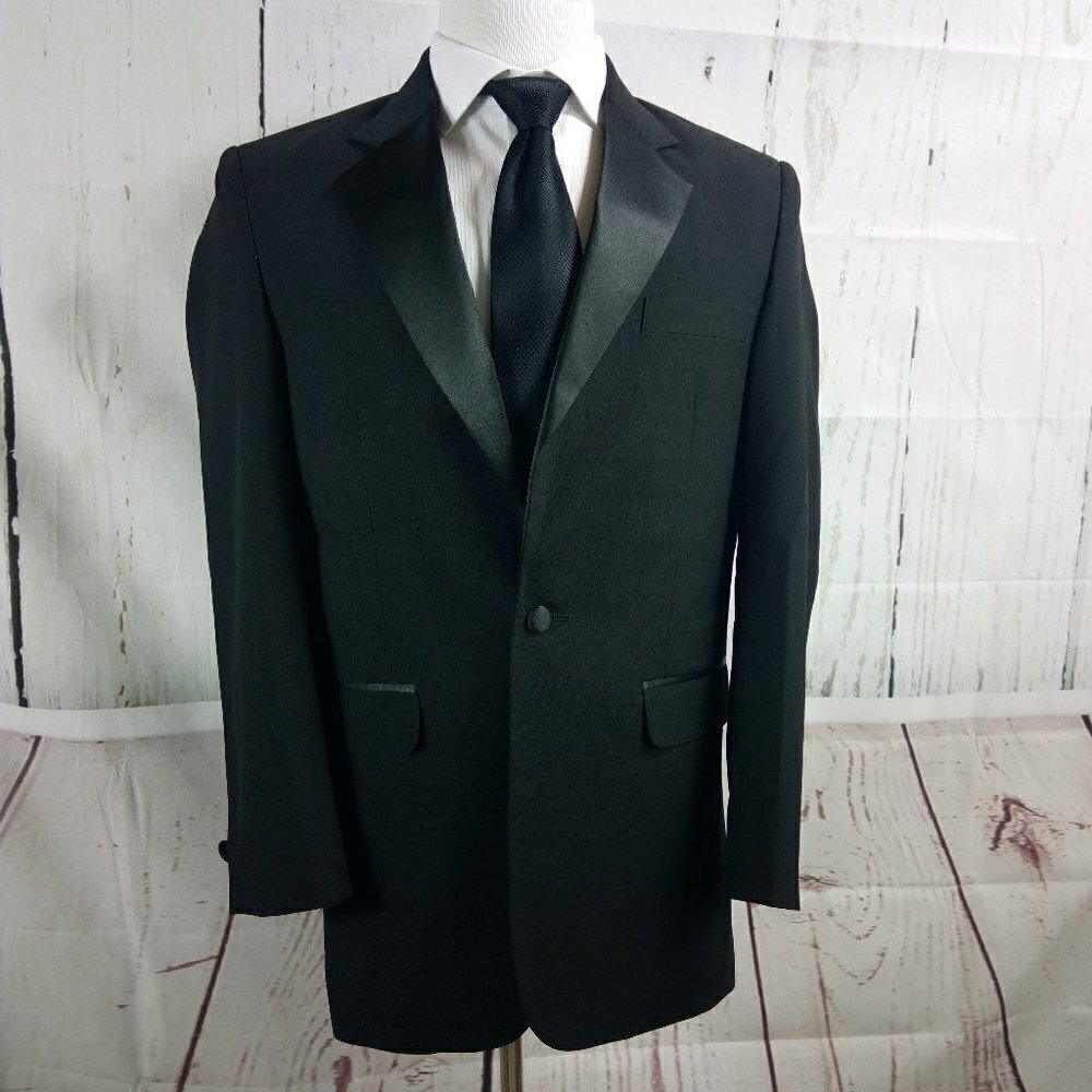 Chaplin 38R 1 Button Black Tuxedo Suit Blazer